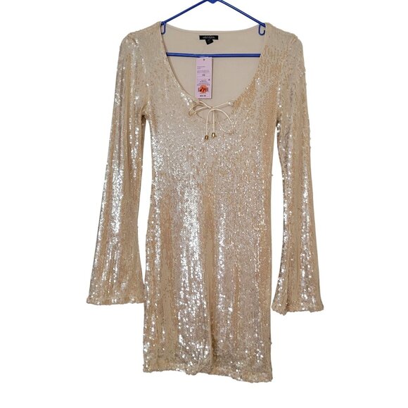 Wild Fable Gold Sequin Long Sleeve Party Dress XS - Picture 1 of 6